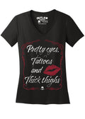 Pretty Eyes Ladies Vneck Tshirt