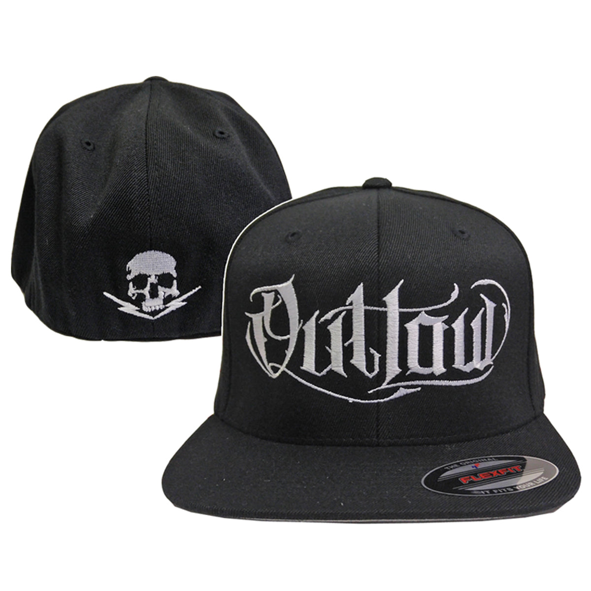 Script White Flat bill Fitted hat