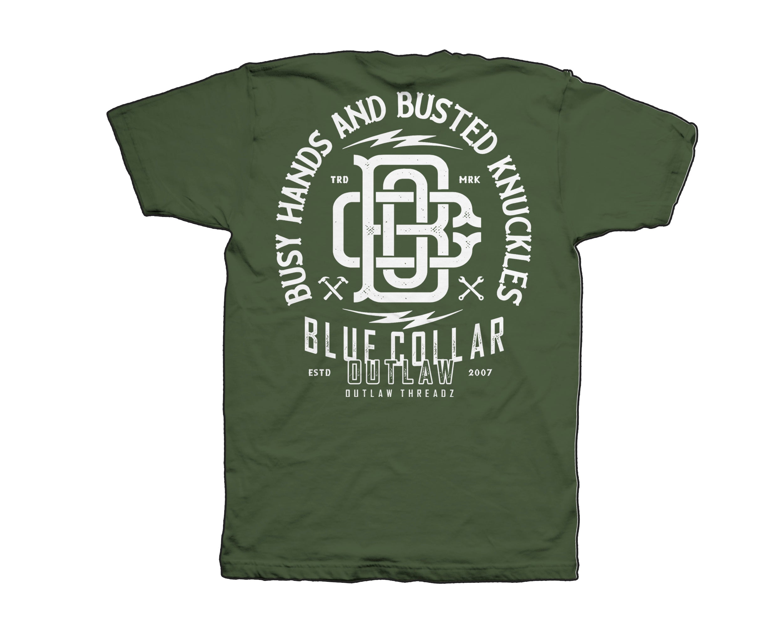 Stamped Military Green Mens Tee