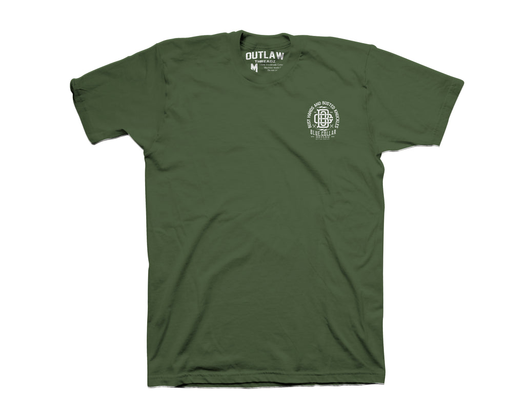 Stamped Military Green Mens Tee