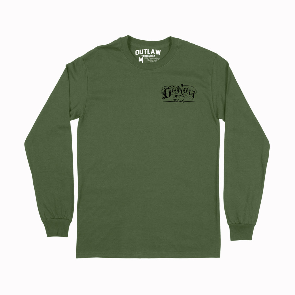 Tattoo Military Green Mens Long Sleeve Tee