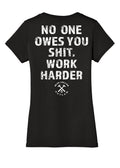 Work Harder Ladies Vneck tshirt